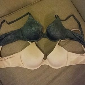 Lot of 2 Victoria's Secret uplift demi bras 32B